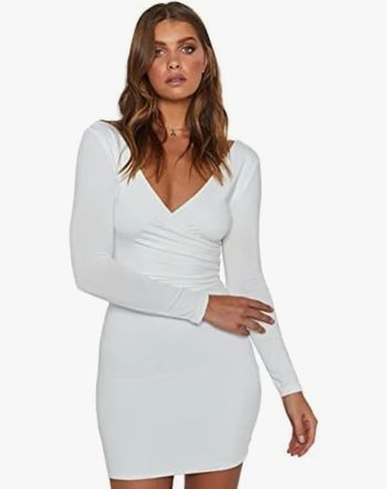 Robe froncée à manches longues