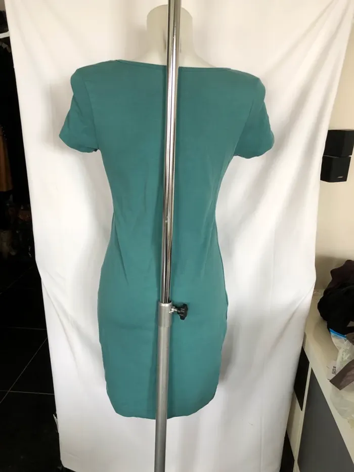 Robe turquoise à manches courtes H&M en coton taille 38 / M neuve avec étiquette. - photo numéro 6