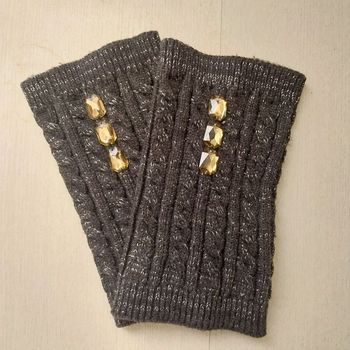 Guêtres jambières lainage tricot torsade lurex