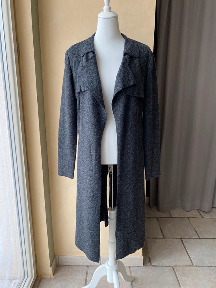 Manteau long gris laine bouillie Promod 40
