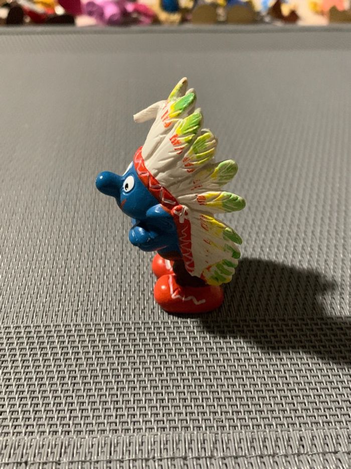 Figurine Les Schtroumpfs Chef Indien Schleich 1981 Vintage - photo numéro 4