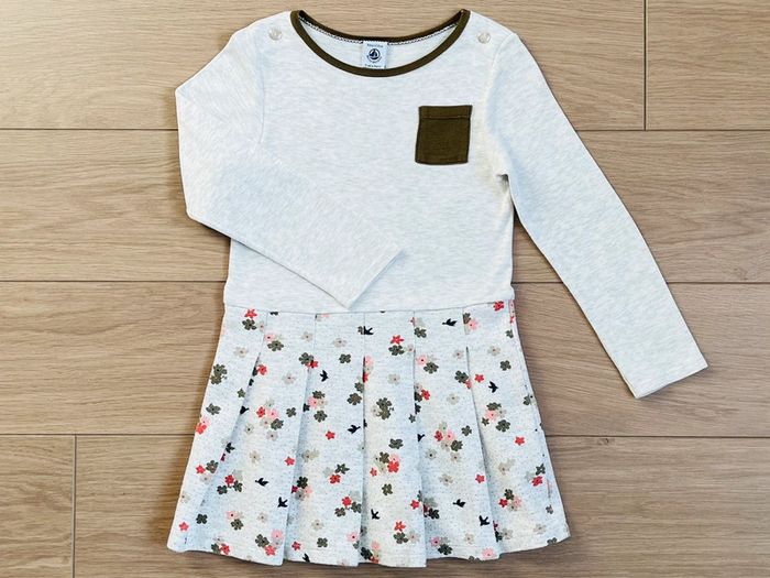 Robe bi-matière en molleton et coton fleuri Petit bateau T-5 ans - photo numéro 4
