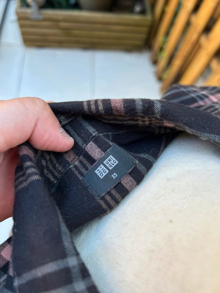 Chemise femme manches longues coton uniqlo taille xs noir et marron - photo numéro 5