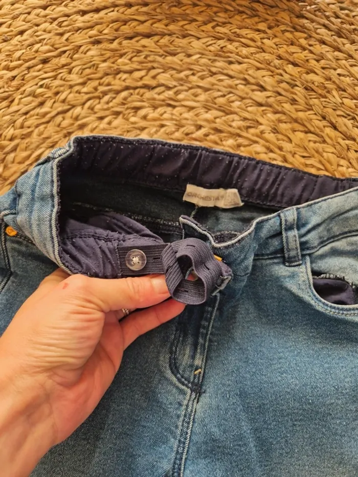 Jeans fille 10 ans réglable a la ceinture - photo numéro 3