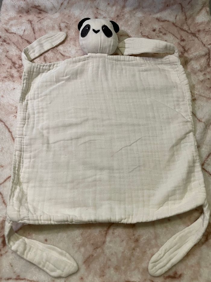 Doudou plat panda blanc et noir lange Vertbaudet