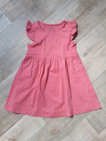 Robe fille rose a pois blancs 2 ans neuve