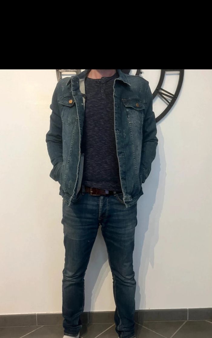 Veste en jean uniplay taille L en parfait état 97% coton - photo numéro 3