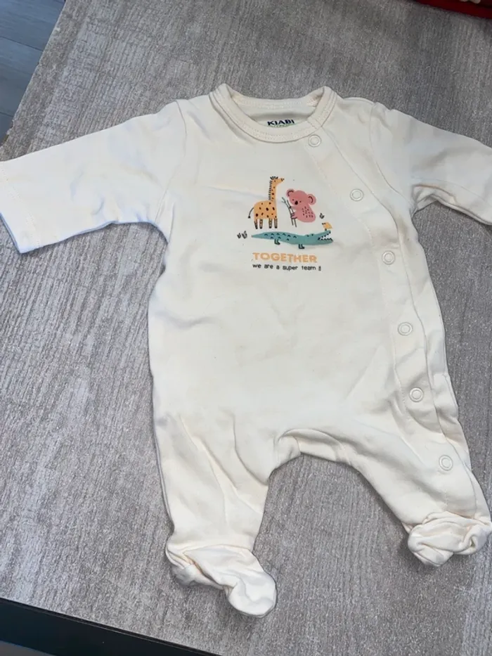 Pyjama écru Gémo – motif girafe et koala - photo numéro 2