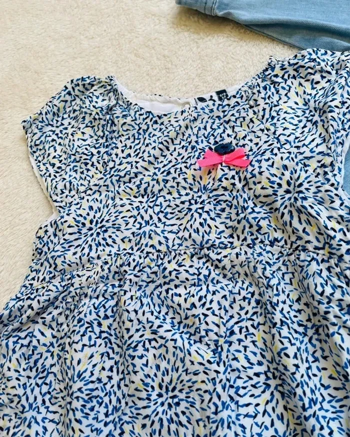 Ensemble complet robe + veste en jean + bandana assorti 6/9 mois - 3 Pommes - photo numéro 4
