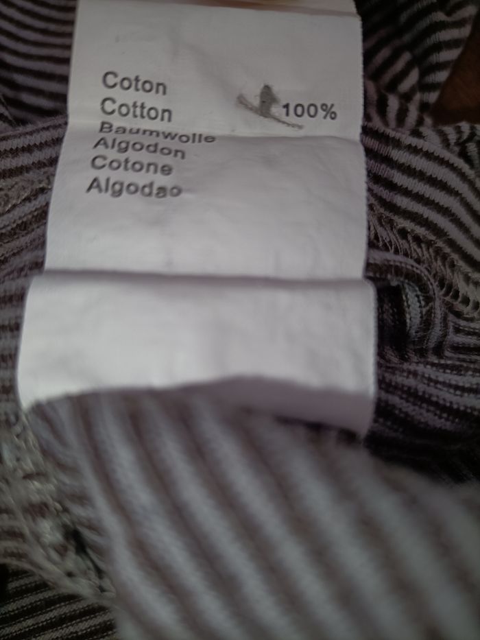 Tee-shirt manches longues col roulé rayé marron noir 2 ans - photo numéro 8