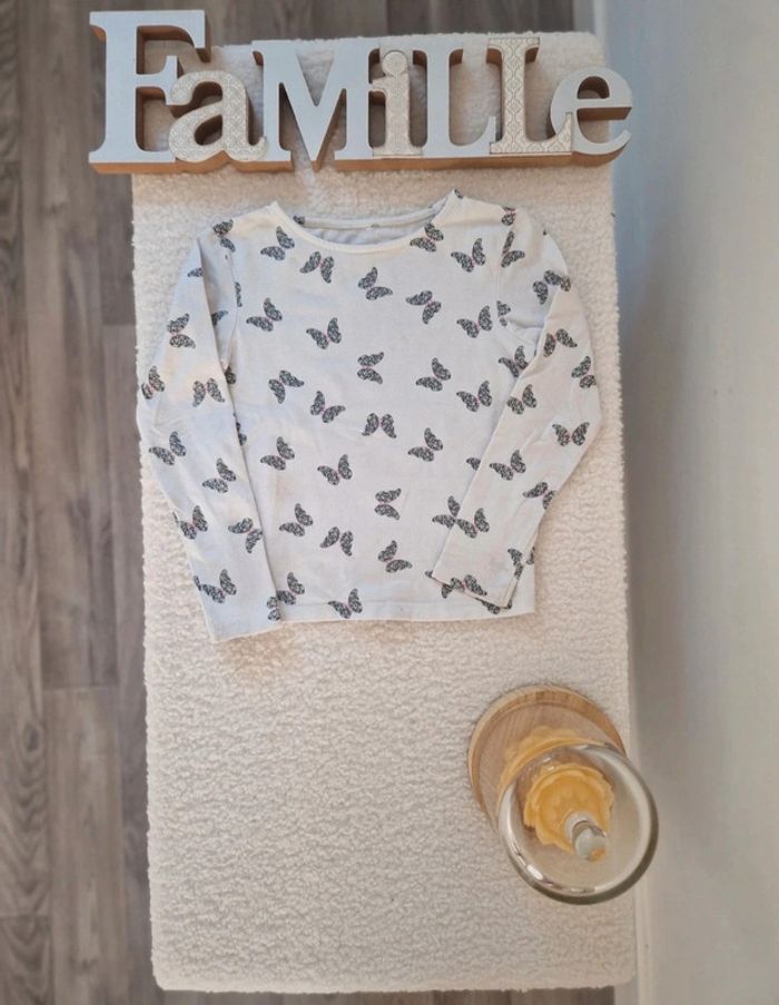 🦋 T-shirt Manche Longue blanc à motifs papillons 🦋 - photo numéro 2