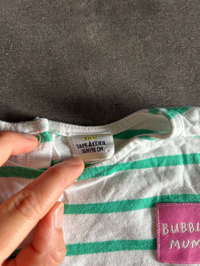 T-shirt à manches longues à rayures fille taille 36 mois - photo numéro 2
