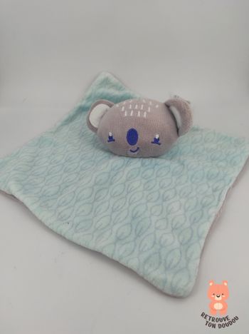 Doudou Plat Koala Bleu Gris Siplec