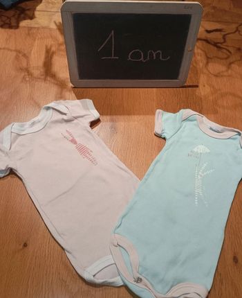 Lot de 2 body Petit Bateau taille 1 an en très bon état