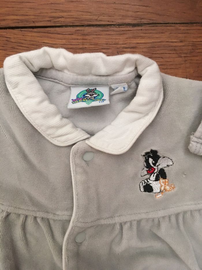 Pyjama velours Looney Tunes 3 mois gris - photo numéro 2
