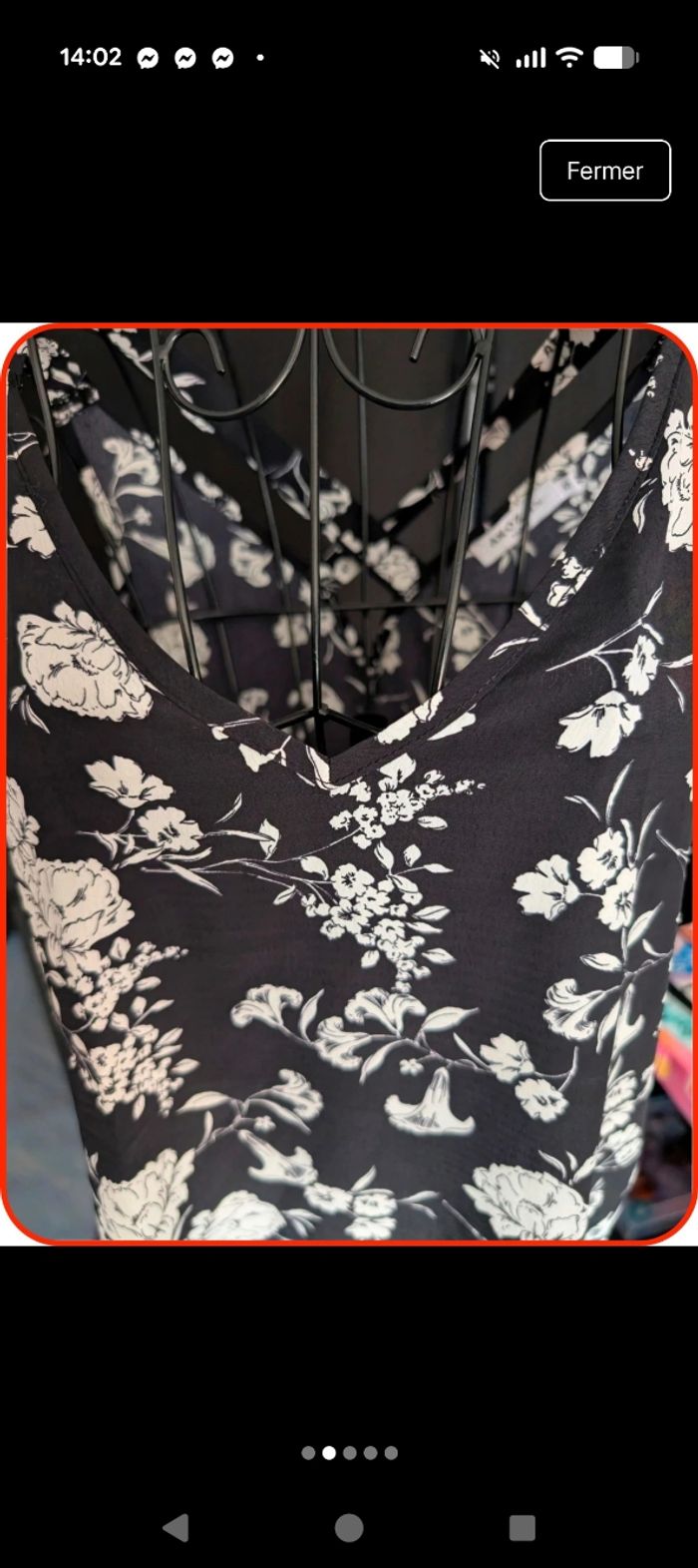 Débardeur fluide floral noir et blanc - AKOZ de Toi Paris - Taille S en parfait état - photo numéro 2