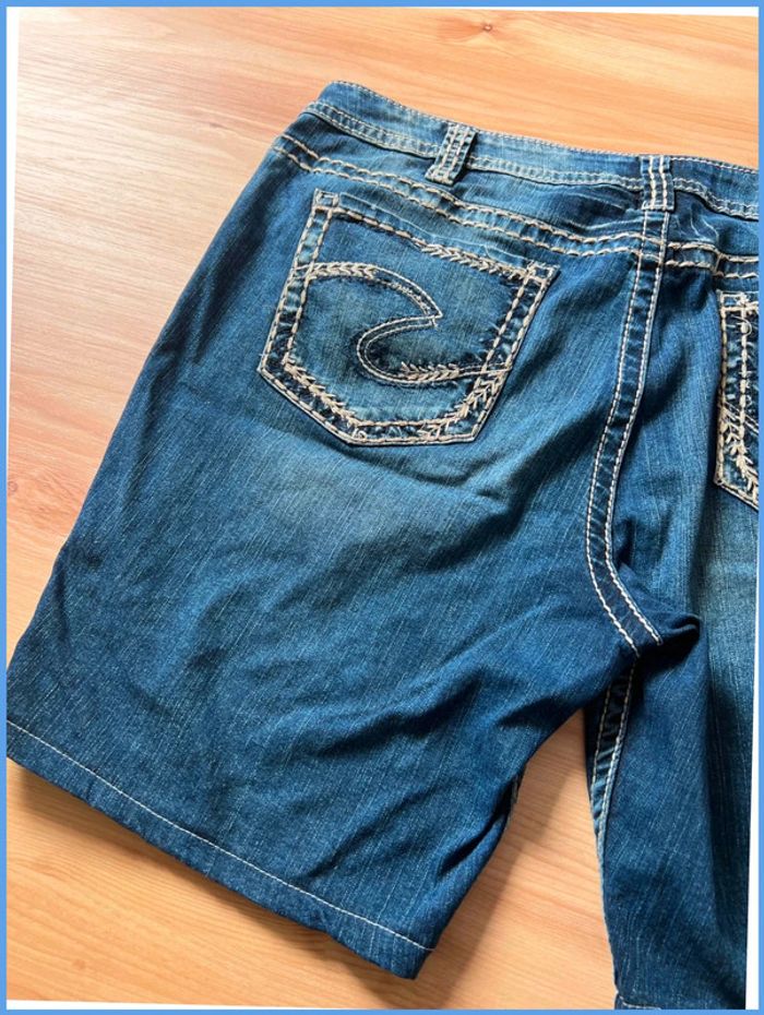 Short en jean vintage brodé bleu marine – Femme XXL - photo numéro 9