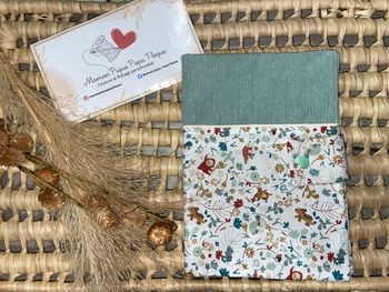 Protège carnet de santé fait main en velours et tissu à motifs