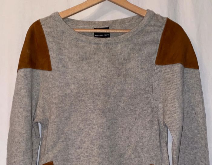 pull American Retro 100% laine, avec du cuir taille 0 - photo numéro 2