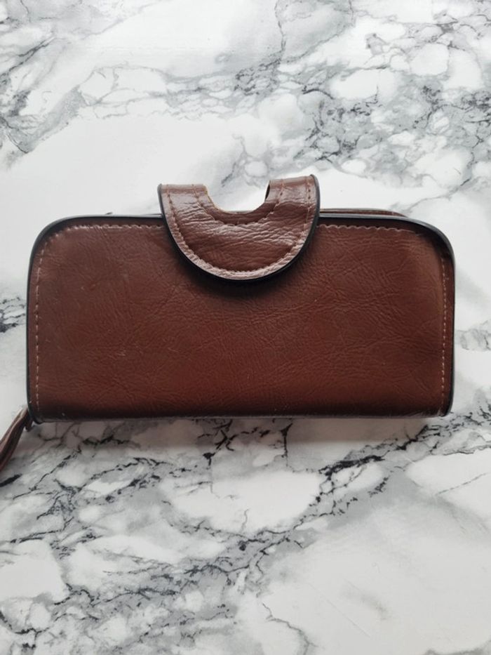 Porte monnaie en cuir marron vintage - photo numéro 2