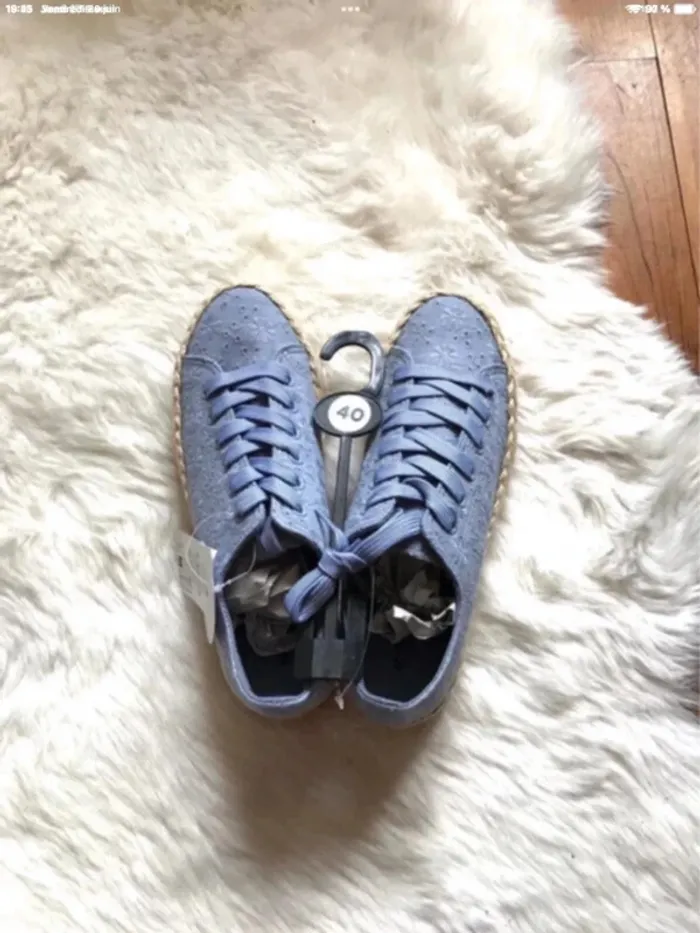 Baskets bleues en toile et en jute taille 40 neuve avec étiquette