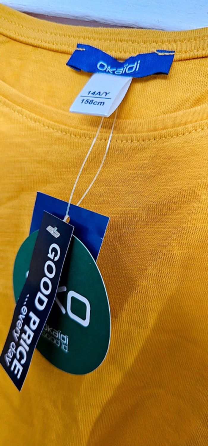 2 Tee-shirts Haut Blouse Top 100% Coton Okaïdi Taille 14 ans - photo numéro 3