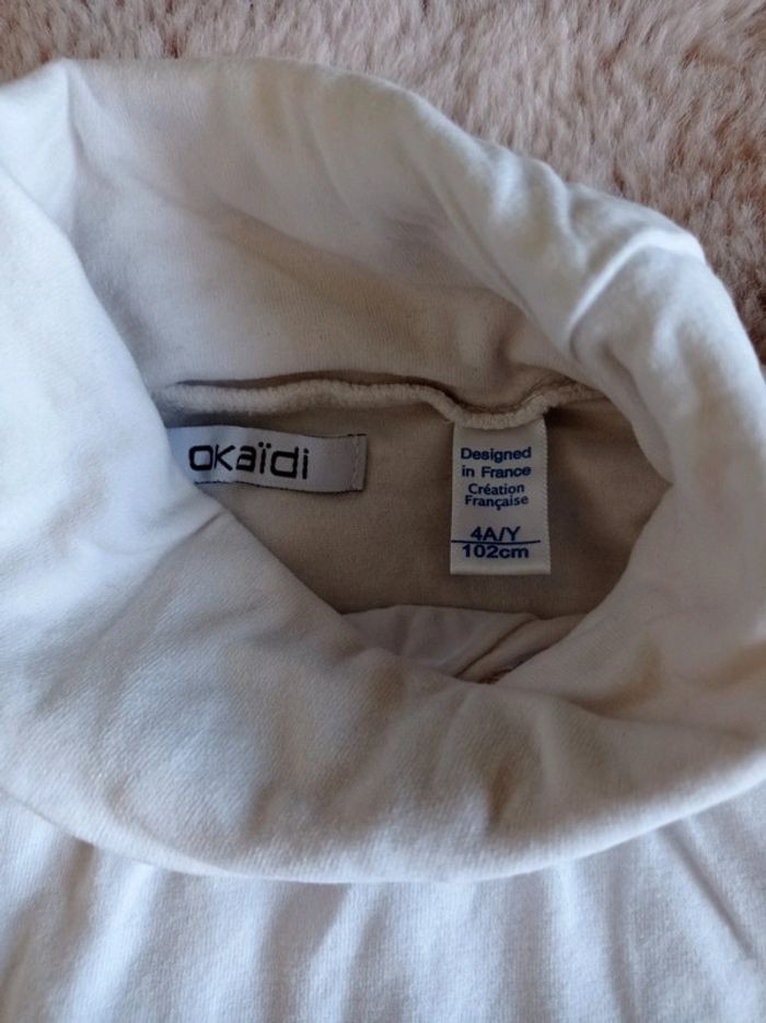 Sous-pull blanc 4 ans Okaïdi - photo numéro 3