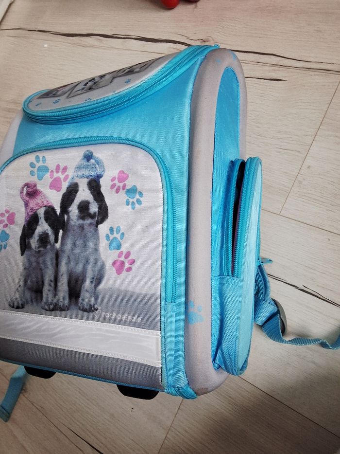 Sac à dos cartable bleu motifs chien rigide - photo numéro 4