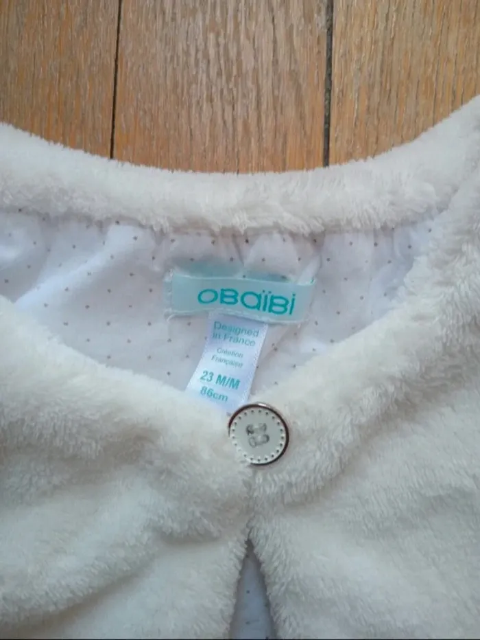 Gilet cardigan fille fourrure sans manches Obaibi 24 mois - photo numéro 4