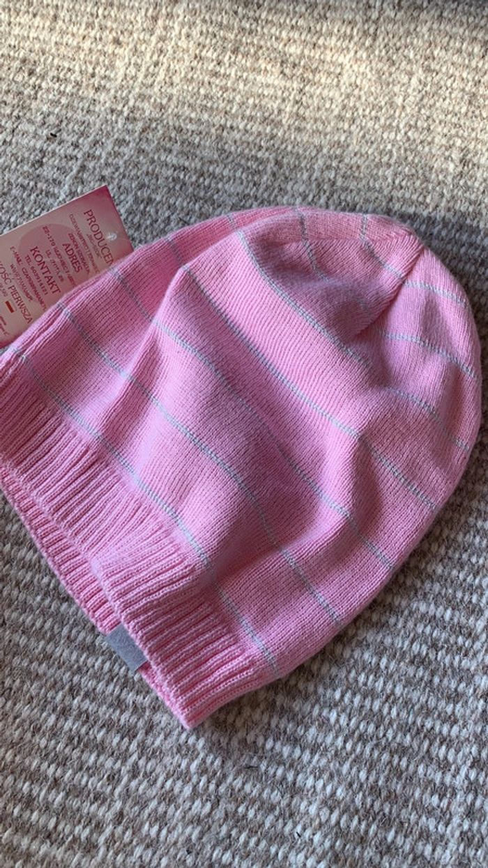 Lot bonnet rose et blanc fille 12 18 mois idée cadeau - photo numéro 4