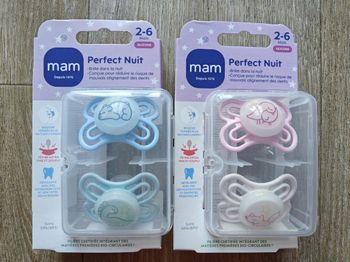 Lot de 2 tétines MAM perfect nuit neuves