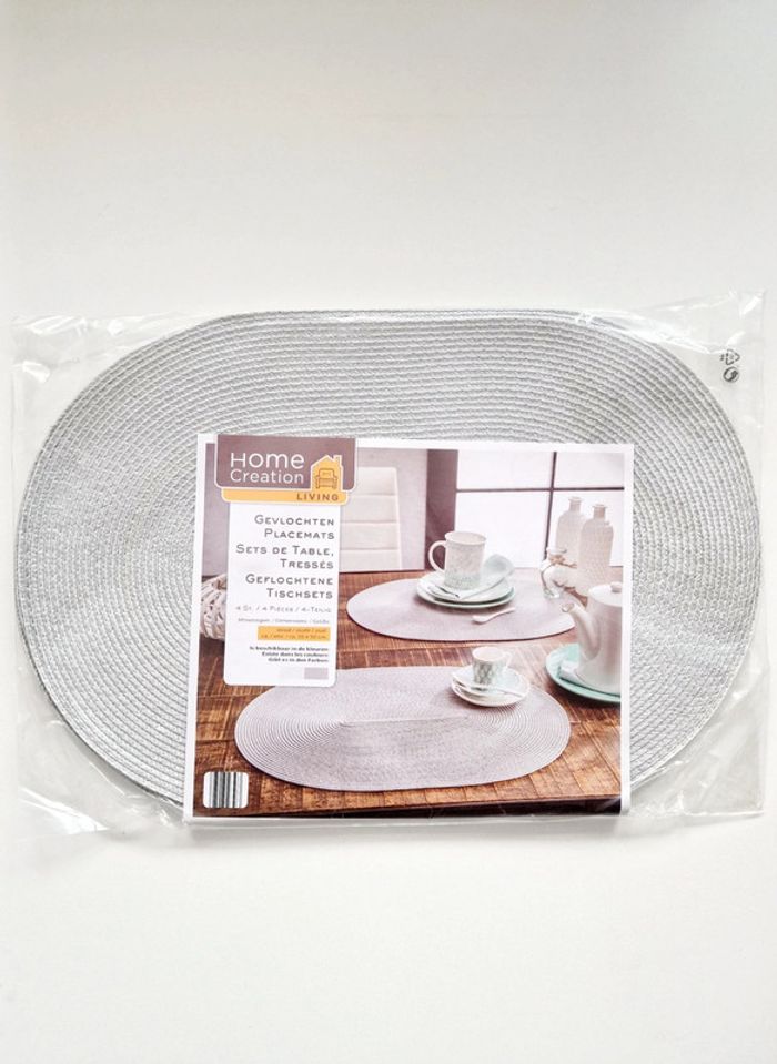 Home Creation - Lot de 4 sets de table tressés - Gris - Neuf avec étiquette !