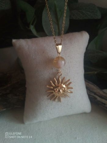 Collier pierre de citrine et soleil en acier inoxydable