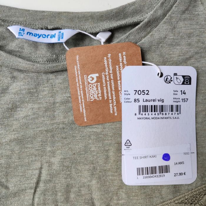 Blouse romantique vert olive taille 14 ans ou 157 cm, Mayoral - photo numéro 2