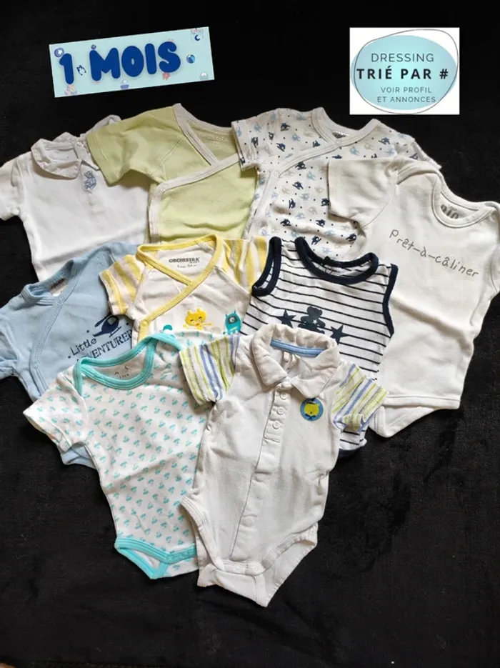 Lot de 9 body manches courtes 1 mois - photo numéro 2