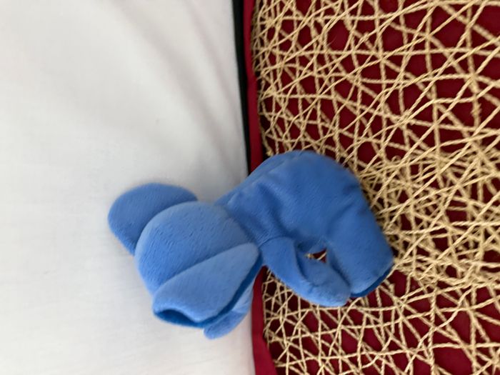 PELUCHE DOUDOU SUPER TOYS ELEPHANT BLEU ht18cm assis BILLES - photo numéro 2