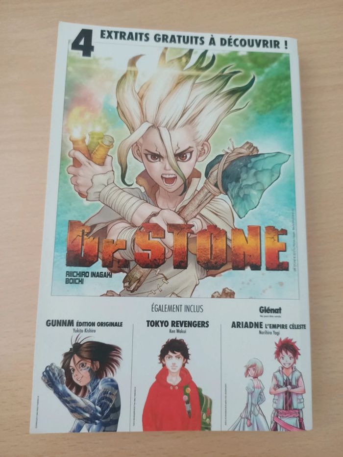 Manga 4 extraits (Dr.stone / gunnm / Tokyo revengers / ariadne l'empire céleste) (éditions glenat)
