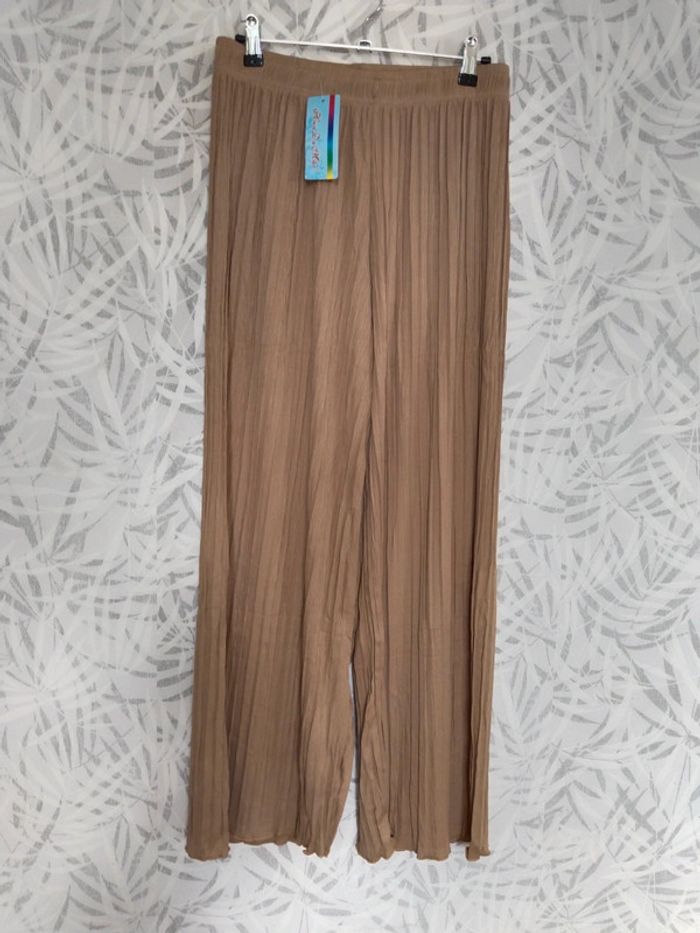 Sublime pantalon plissé fluide jambes larges femme été taille 36 38 40 42 44 46 - photo numéro 2