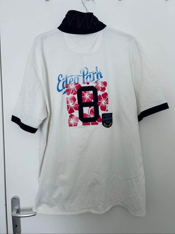 Polo manches courtes blanc empiècement dos col marine Eden Park 2XL - photo numéro 7
