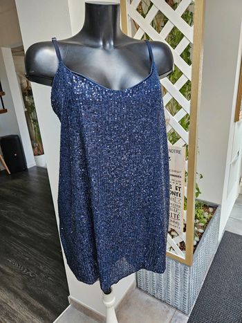 Max Fashion débardeur bleu pailleté