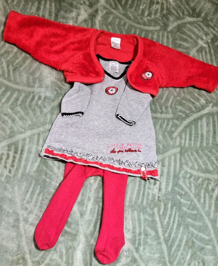 Ensemble gilet collant robe fille 6 mois - photo numéro 2