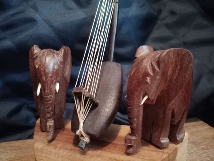 Décoration sculpture africaine éléphants - photo numéro 2