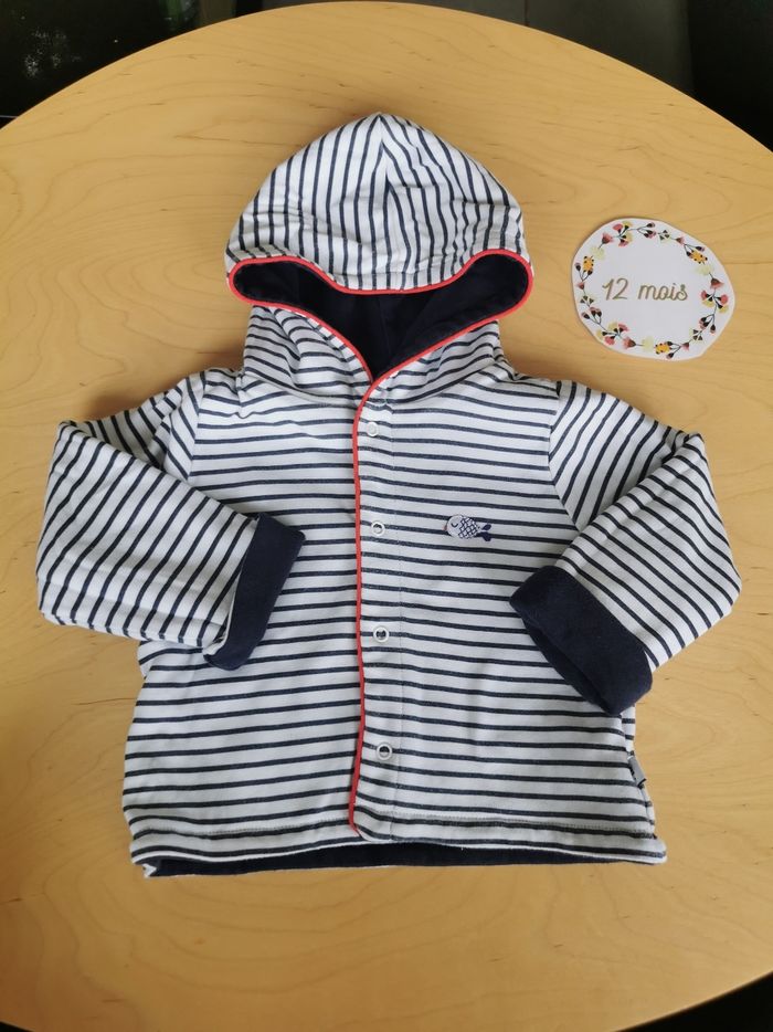 Veste à capuche réversible bébé 12mois absorba - photo numéro 4