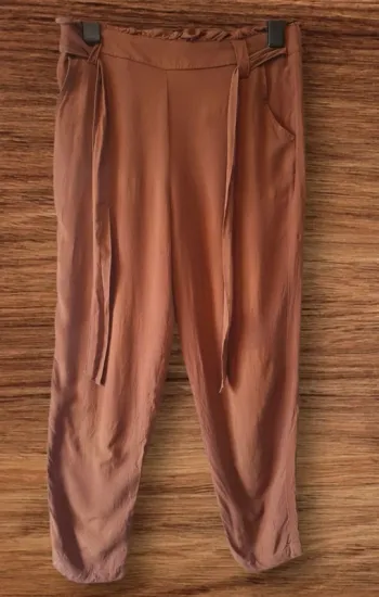 Pantalon fluide terracotta - Taille élastique & ceinture nouée