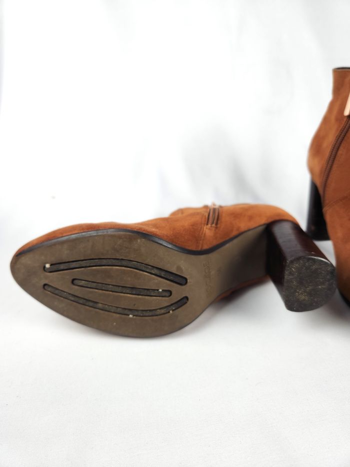 Bottines Bocage Femme Daim Marron Franges Plumes Taille 36 Talon Fermeture Éclair - photo numéro 5