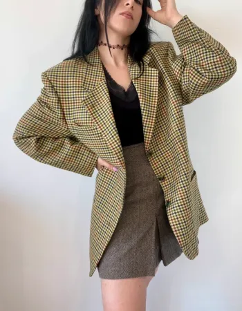 Blazer vintage oversize à motifs pieds de poule 🧥
