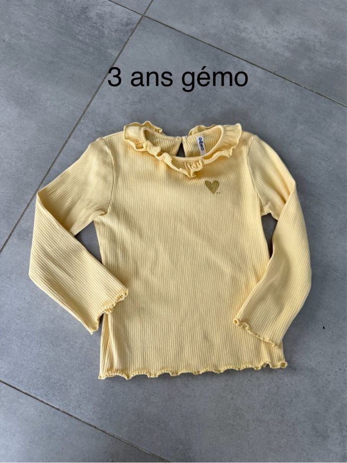 Tee short manches longues gémo 3 ans coloris jaune