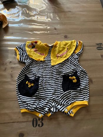 Combi short marinière marine jaune et blanc 3 mois