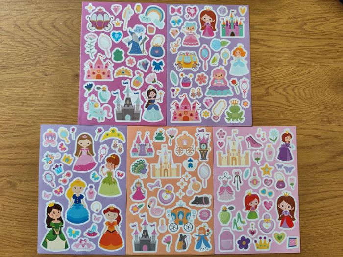 Lot de 5 planches de stickers princesse #1