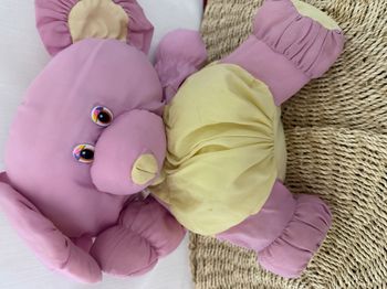 Peluche Puffalump souris rose jaune en toile BIKIN